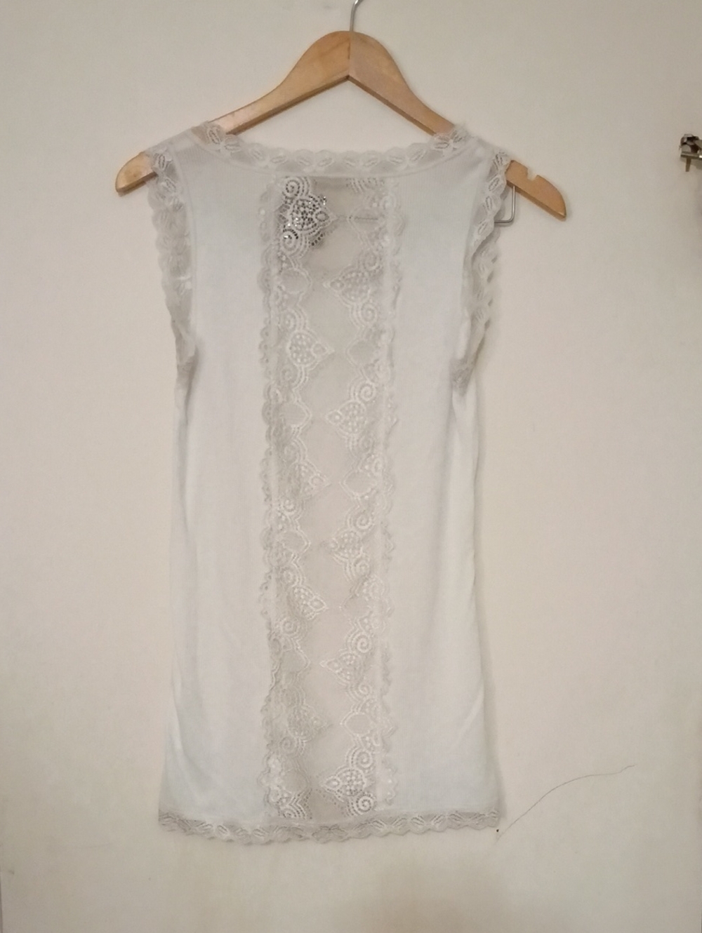 Easel Ribbed Lace Back Tunic Tank Top S